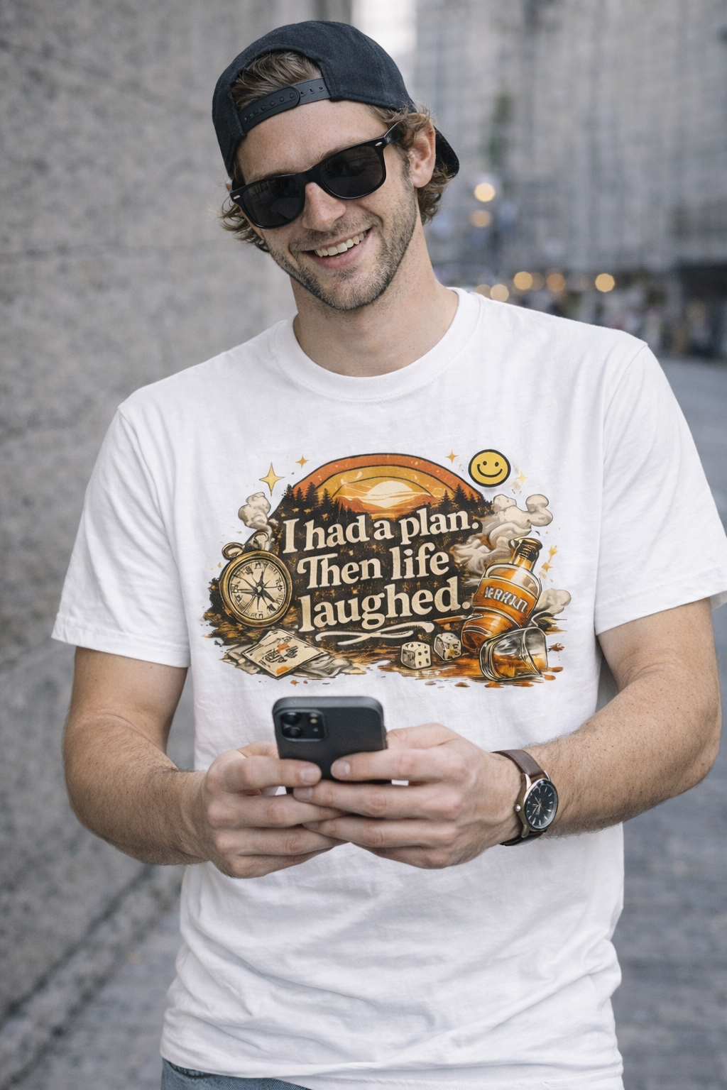 funny golf sayings for shirts – I Had a Plan, Then Life Laughed Retro Vintage Tee