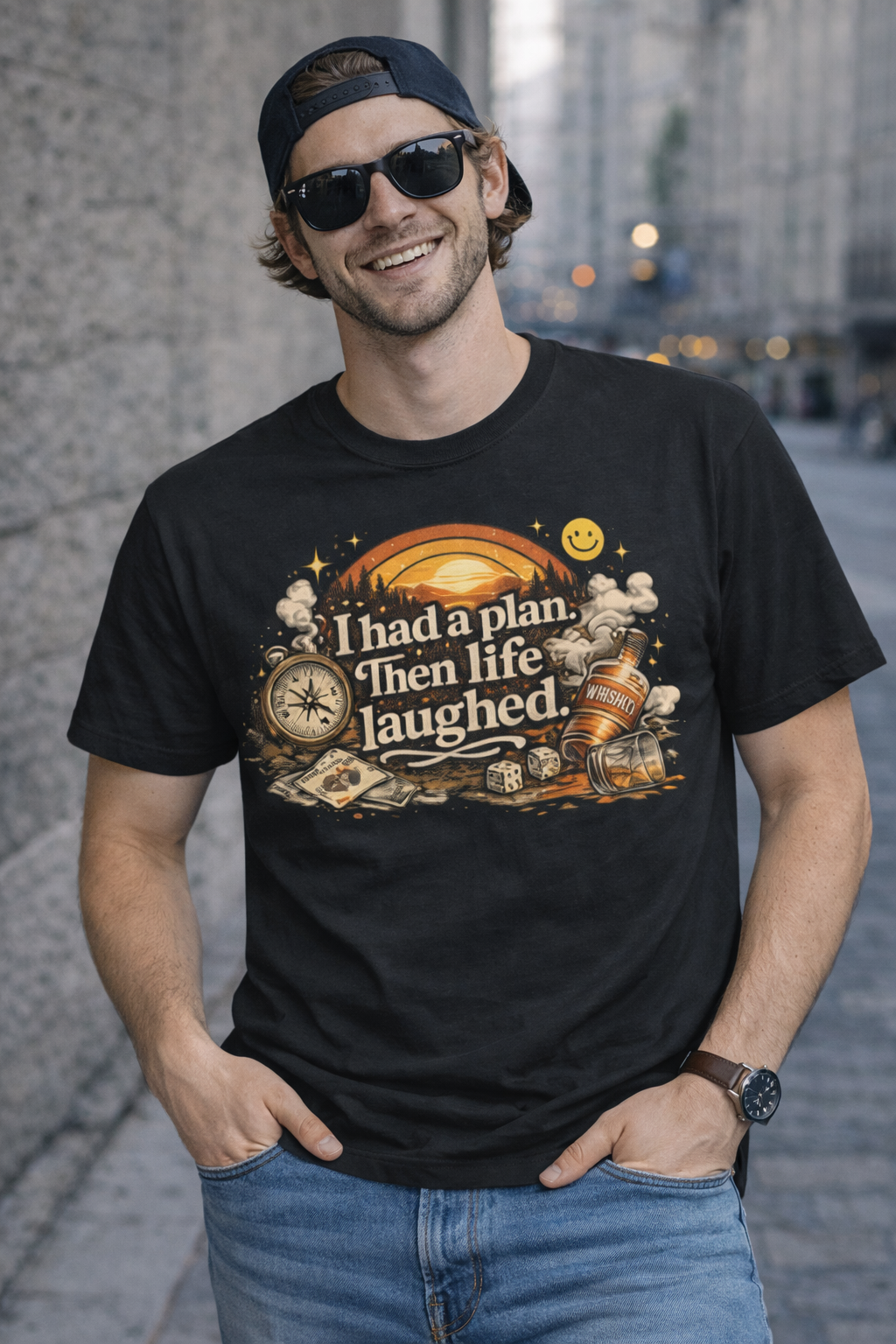 funny golf sayings for shirts – I Had a Plan, Then Life Laughed Retro Vintage Tee