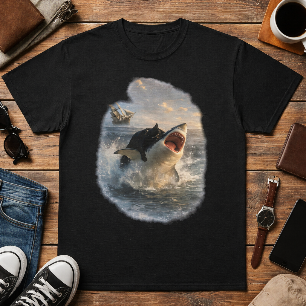 Shark Graphic T Shirt – Epic Great White Surf Wave Cinematic Tee