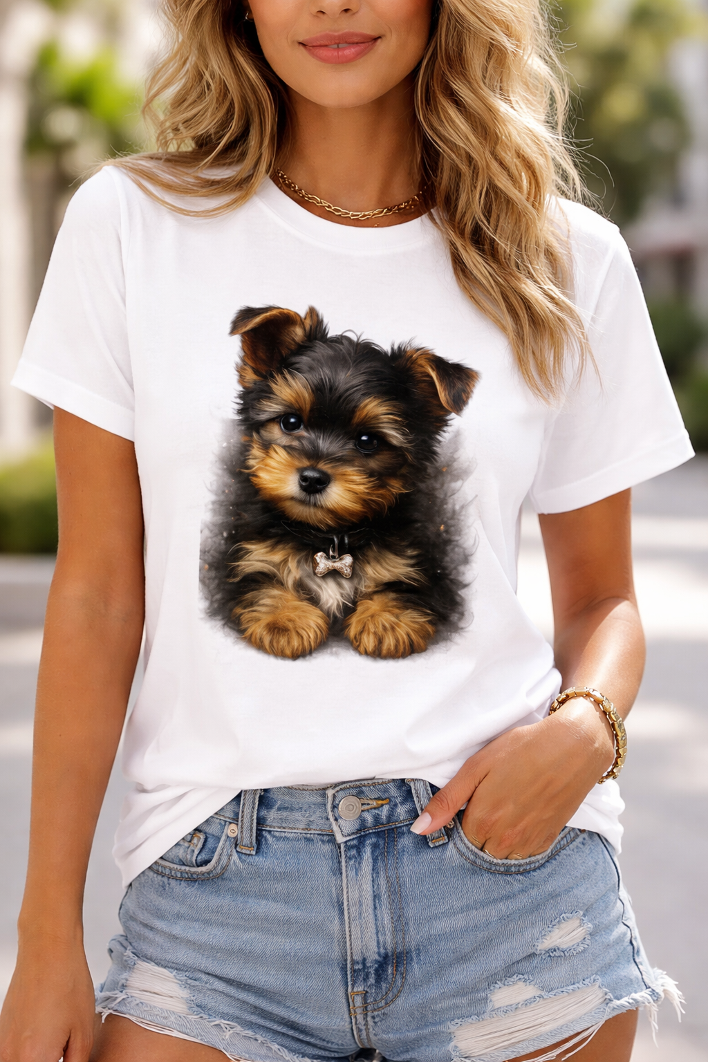 Cute Dog T Shirt – Adorable Yorkie Puppy Portrait Graphic Tee for Dog Lovers