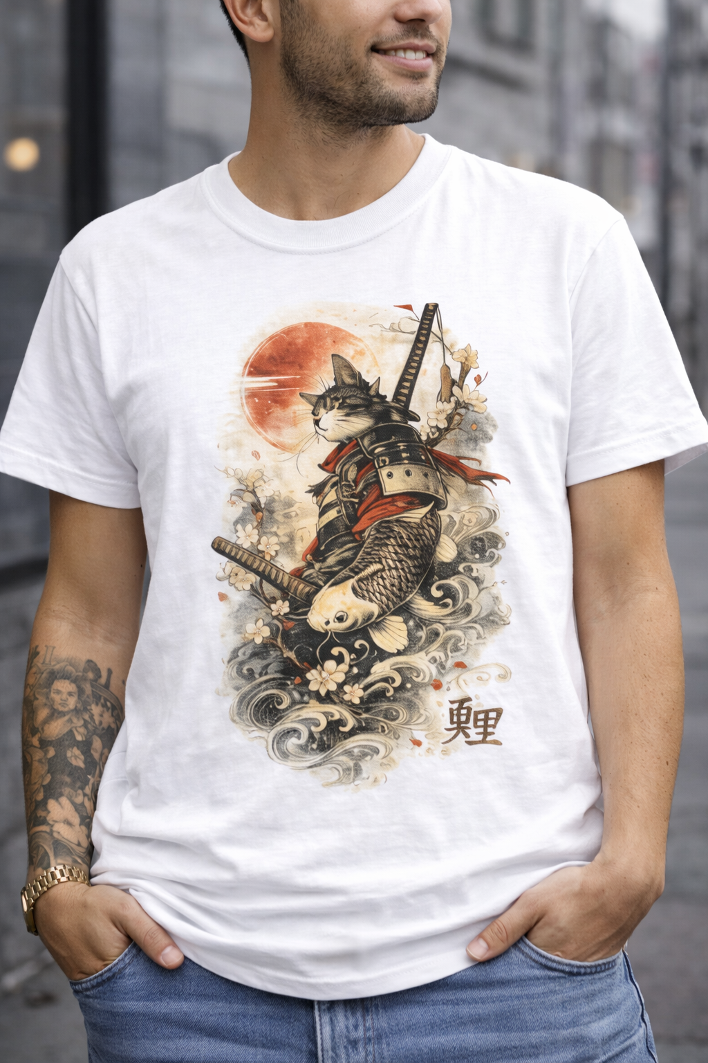 Vintage Japanese T Shirt — Samurai Sunset Warrior Art Graphic Tee