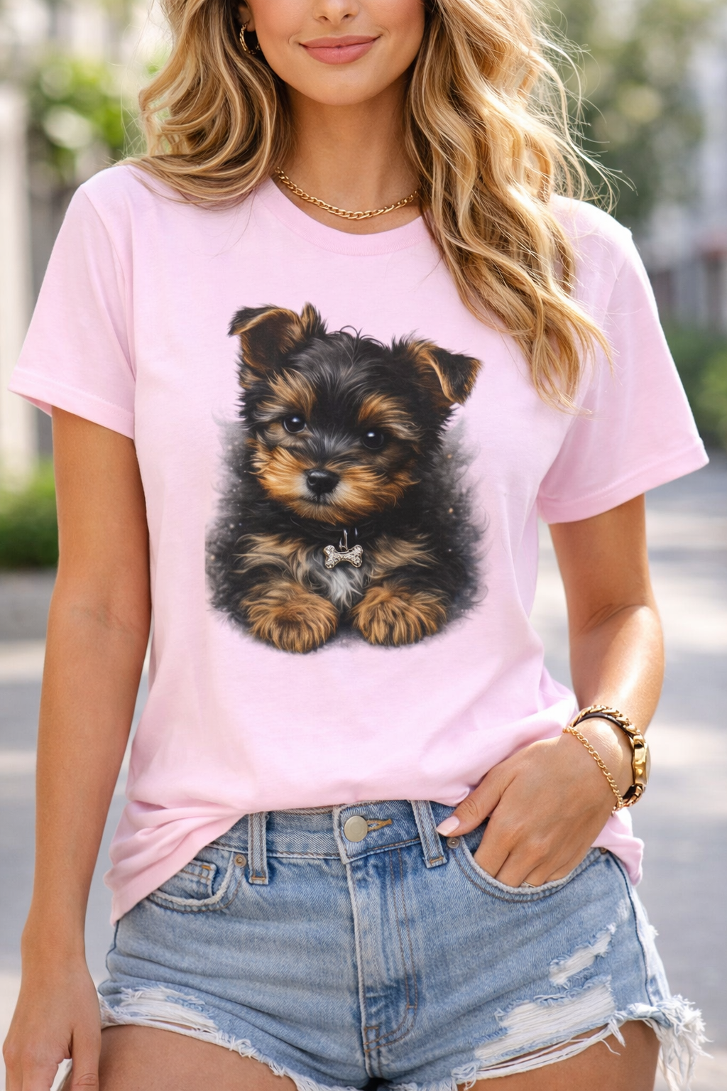 Cute Dog T Shirt – Adorable Yorkie Puppy Portrait Graphic Tee for Dog Lovers